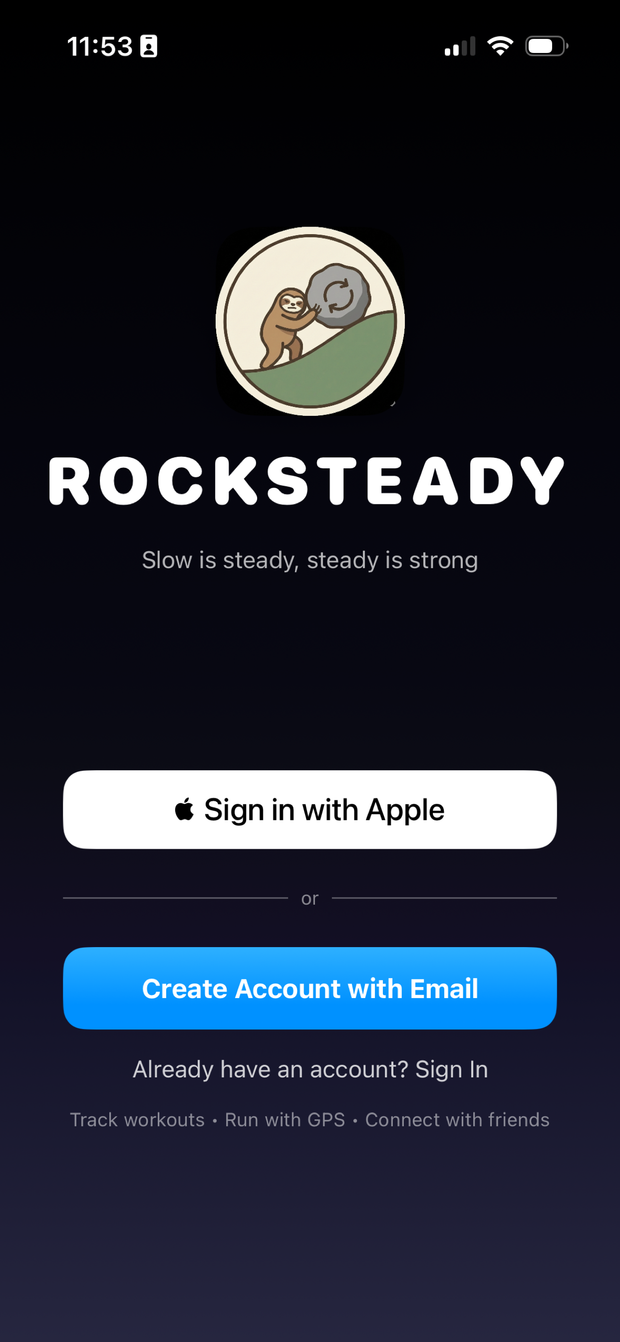 Get started screen