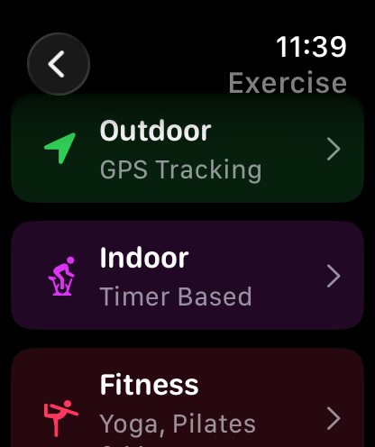 Choose a session on Apple Watch